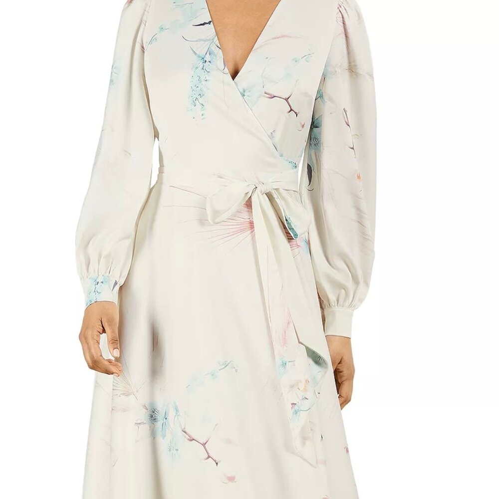Ted Baker Floral Wrap Long Sleeve Midi Dress